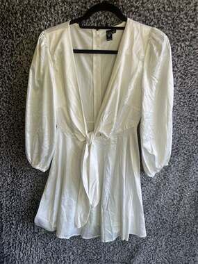 Windsor Satin Tie-Front Mini Dress White Small